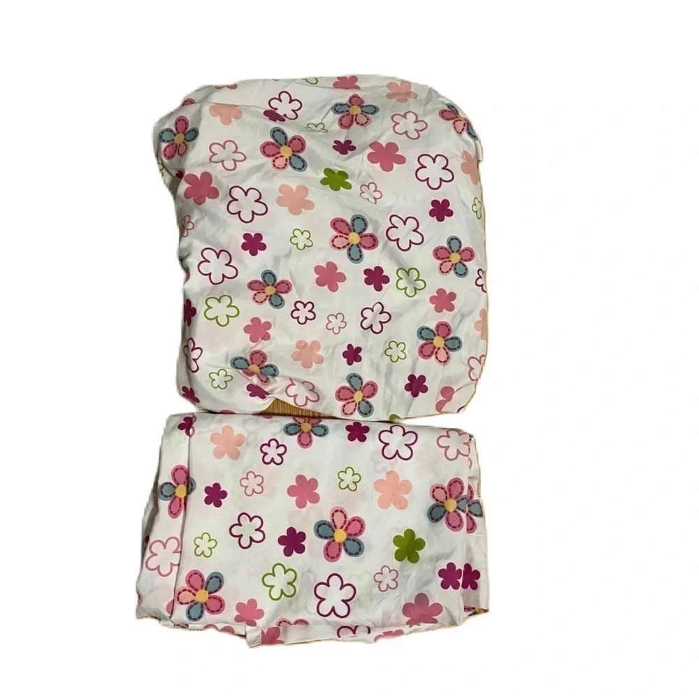 Everything Kids Floral Fitted Flat Sheet Set Crib Toddler Bed Size Pink Blue